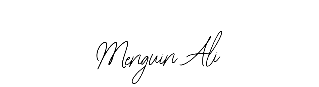 How to make Menguin Ali name signature. Use Bearetta-2O07w style for creating short signs online. This is the latest handwritten sign. Menguin Ali signature style 12 images and pictures png