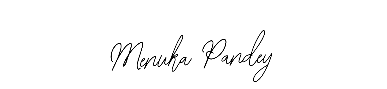 Bearetta-2O07w is a professional signature style that is perfect for those who want to add a touch of class to their signature. It is also a great choice for those who want to make their signature more unique. Get Menuka Pandey name to fancy signature for free. Menuka Pandey signature style 12 images and pictures png