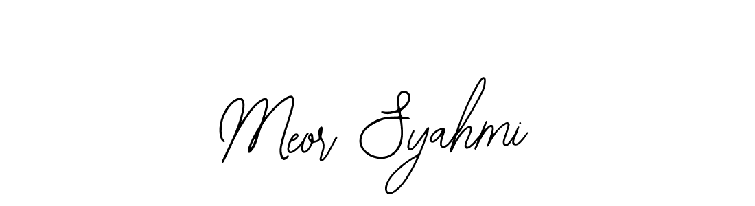 How to make Meor Syahmi name signature. Use Bearetta-2O07w style for creating short signs online. This is the latest handwritten sign. Meor Syahmi signature style 12 images and pictures png