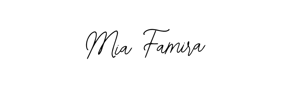 How to make Mia Famira name signature. Use Bearetta-2O07w style for creating short signs online. This is the latest handwritten sign. Mia Famira signature style 12 images and pictures png