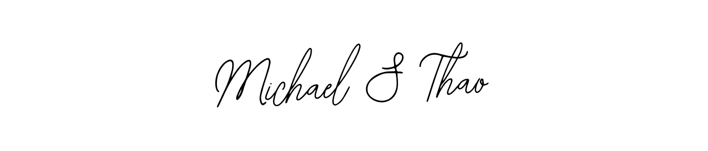 if you are searching for the best signature style for your name Michael S Thao. so please give up your signature search. here we have designed multiple signature styles  using Bearetta-2O07w. Michael S Thao signature style 12 images and pictures png