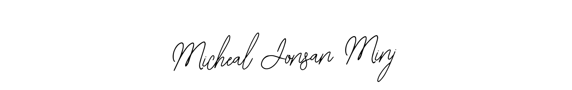 Bearetta-2O07w is a professional signature style that is perfect for those who want to add a touch of class to their signature. It is also a great choice for those who want to make their signature more unique. Get Micheal Jonsan Minj name to fancy signature for free. Micheal Jonsan Minj signature style 12 images and pictures png
