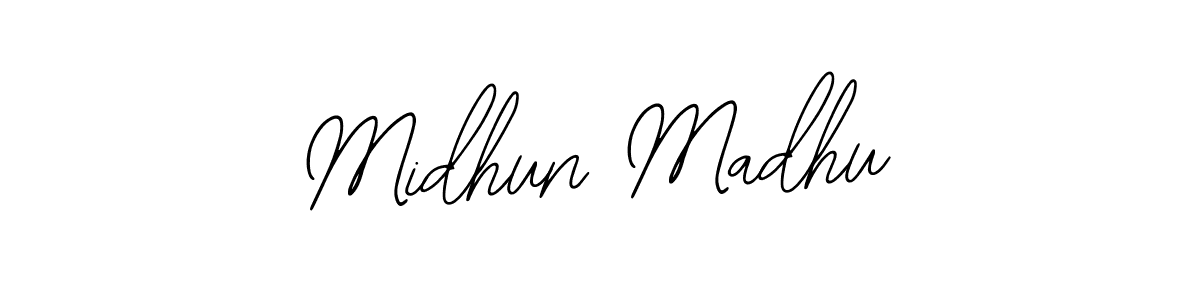 Use a signature maker to create a handwritten signature online. With this signature software, you can design (Bearetta-2O07w) your own signature for name Midhun Madhu. Midhun Madhu signature style 12 images and pictures png