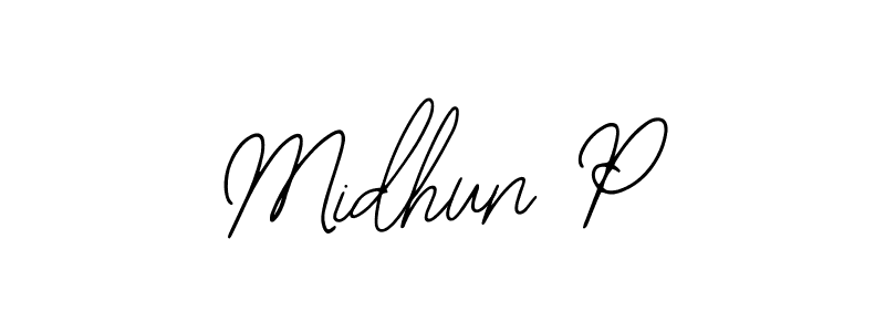 Bearetta-2O07w is a professional signature style that is perfect for those who want to add a touch of class to their signature. It is also a great choice for those who want to make their signature more unique. Get Midhun P name to fancy signature for free. Midhun P signature style 12 images and pictures png