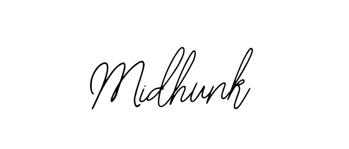 Use a signature maker to create a handwritten signature online. With this signature software, you can design (Bearetta-2O07w) your own signature for name Midhunk. Midhunk signature style 12 images and pictures png