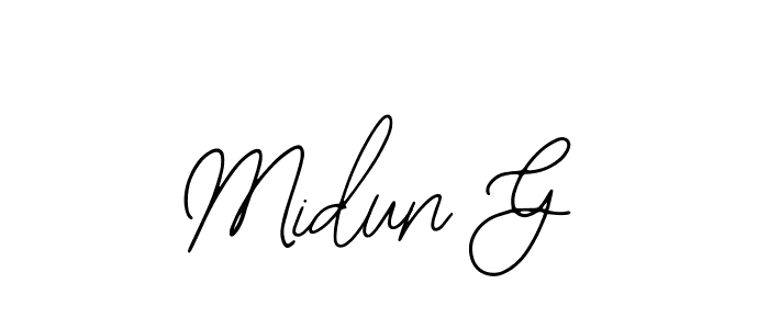 Bearetta-2O07w is a professional signature style that is perfect for those who want to add a touch of class to their signature. It is also a great choice for those who want to make their signature more unique. Get Midun G name to fancy signature for free. Midun G signature style 12 images and pictures png