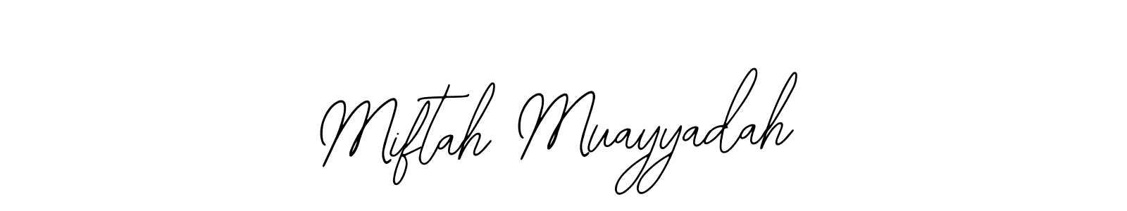 Similarly Bearetta-2O07w is the best handwritten signature design. Signature creator online .You can use it as an online autograph creator for name Miftah Muayyadah. Miftah Muayyadah signature style 12 images and pictures png