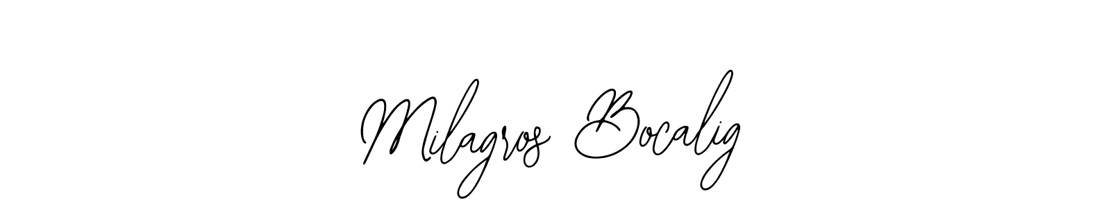 The best way (Bearetta-2O07w) to make a short signature is to pick only two or three words in your name. The name Milagros Bocalig include a total of six letters. For converting this name. Milagros Bocalig signature style 12 images and pictures png