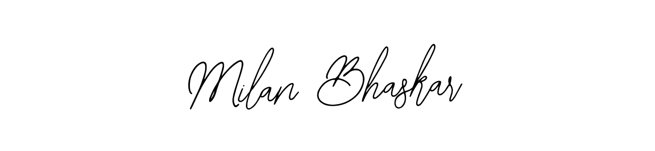 How to make Milan Bhaskar name signature. Use Bearetta-2O07w style for creating short signs online. This is the latest handwritten sign. Milan Bhaskar signature style 12 images and pictures png