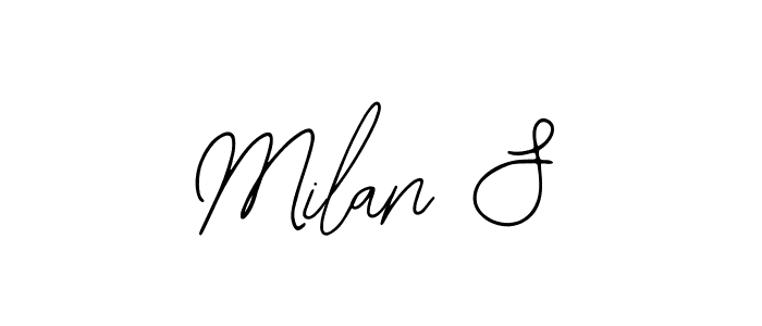 The best way (Bearetta-2O07w) to make a short signature is to pick only two or three words in your name. The name Milan S include a total of six letters. For converting this name. Milan S signature style 12 images and pictures png