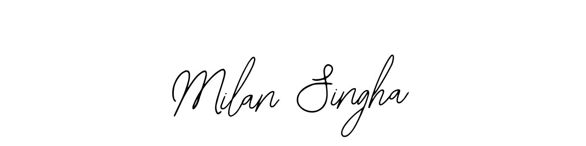 You should practise on your own different ways (Bearetta-2O07w) to write your name (Milan Singha) in signature. don't let someone else do it for you. Milan Singha signature style 12 images and pictures png