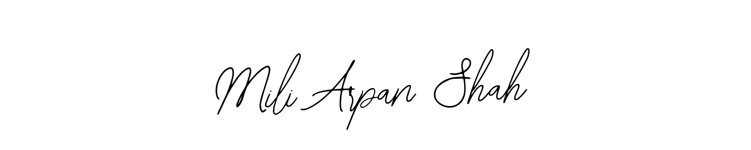 Also You can easily find your signature by using the search form. We will create Mili Arpan Shah name handwritten signature images for you free of cost using Bearetta-2O07w sign style. Mili Arpan Shah signature style 12 images and pictures png