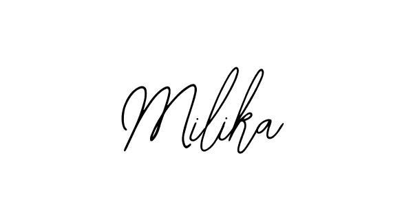 Use a signature maker to create a handwritten signature online. With this signature software, you can design (Bearetta-2O07w) your own signature for name Milika. Milika signature style 12 images and pictures png