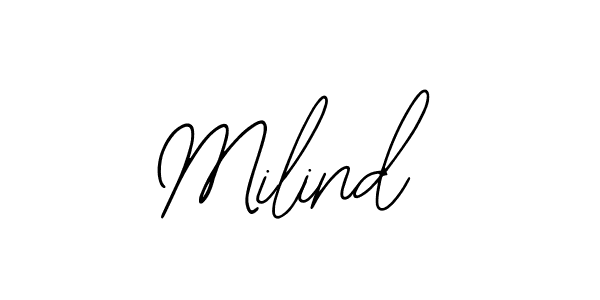 How to make Milind name signature. Use Bearetta-2O07w style for creating short signs online. This is the latest handwritten sign. Milind signature style 12 images and pictures png