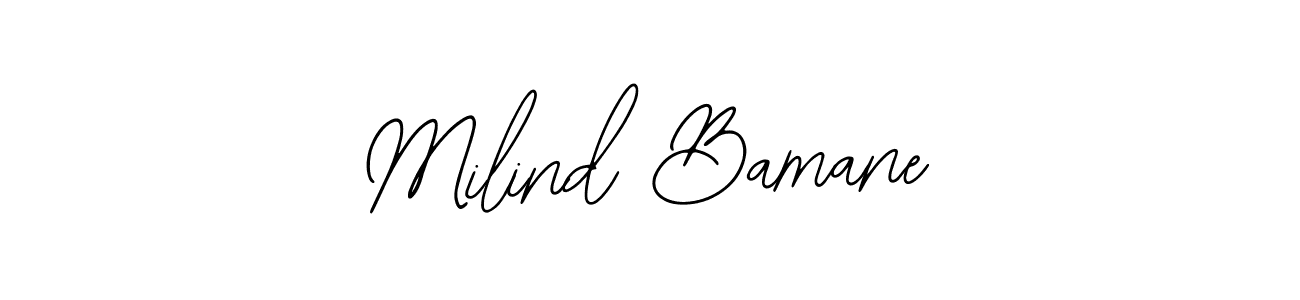 if you are searching for the best signature style for your name Milind Bamane. so please give up your signature search. here we have designed multiple signature styles  using Bearetta-2O07w. Milind Bamane signature style 12 images and pictures png