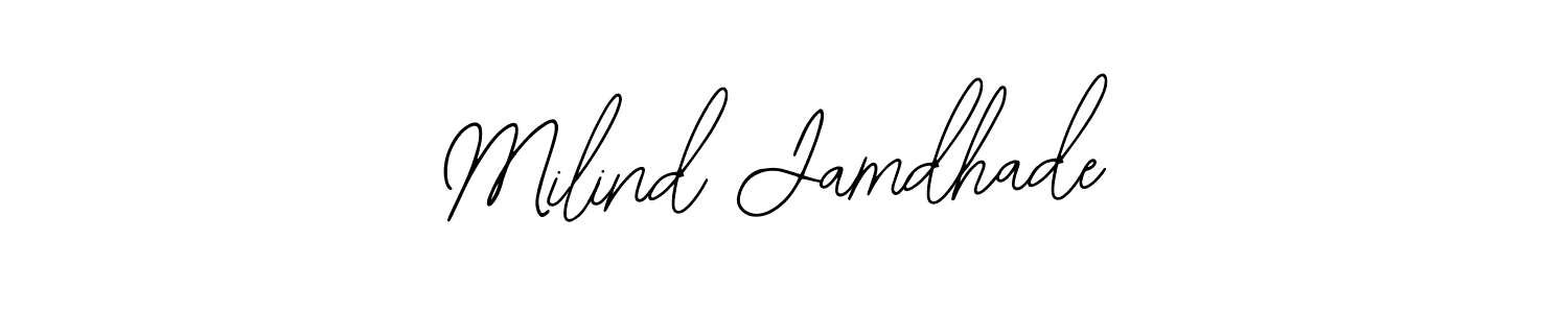 if you are searching for the best signature style for your name Milind Jamdhade. so please give up your signature search. here we have designed multiple signature styles  using Bearetta-2O07w. Milind Jamdhade signature style 12 images and pictures png