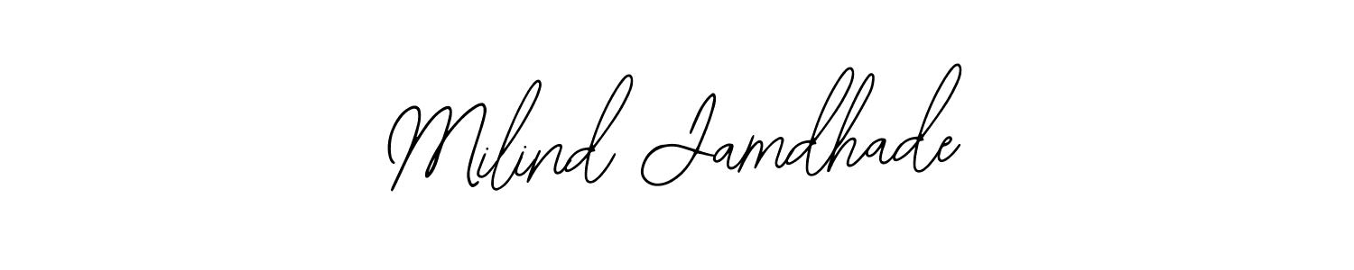 if you are searching for the best signature style for your name Milind Jamdhade. so please give up your signature search. here we have designed multiple signature styles  using Bearetta-2O07w. Milind Jamdhade signature style 12 images and pictures png