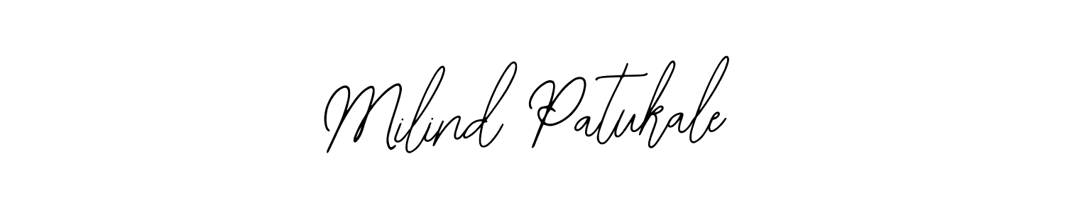 How to make Milind Patukale name signature. Use Bearetta-2O07w style for creating short signs online. This is the latest handwritten sign. Milind Patukale signature style 12 images and pictures png