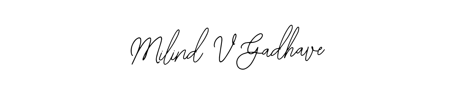 You can use this online signature creator to create a handwritten signature for the name Milind V Gadhave. This is the best online autograph maker. Milind V Gadhave signature style 12 images and pictures png