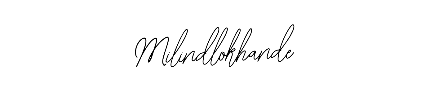 The best way (Bearetta-2O07w) to make a short signature is to pick only two or three words in your name. The name Milindlokhande include a total of six letters. For converting this name. Milindlokhande signature style 12 images and pictures png