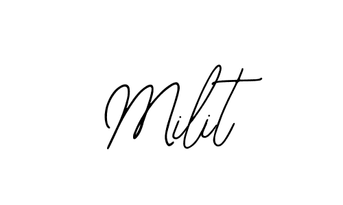 Design your own signature with our free online signature maker. With this signature software, you can create a handwritten (Bearetta-2O07w) signature for name Milit. Milit signature style 12 images and pictures png