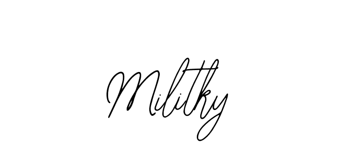 The best way (Bearetta-2O07w) to make a short signature is to pick only two or three words in your name. The name Militky include a total of six letters. For converting this name. Militky signature style 12 images and pictures png