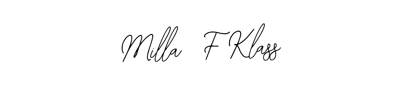 This is the best signature style for the Milla  F Klass name. Also you like these signature font (Bearetta-2O07w). Mix name signature. Milla  F Klass signature style 12 images and pictures png