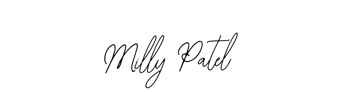 You should practise on your own different ways (Bearetta-2O07w) to write your name (Milly Patel) in signature. don't let someone else do it for you. Milly Patel signature style 12 images and pictures png