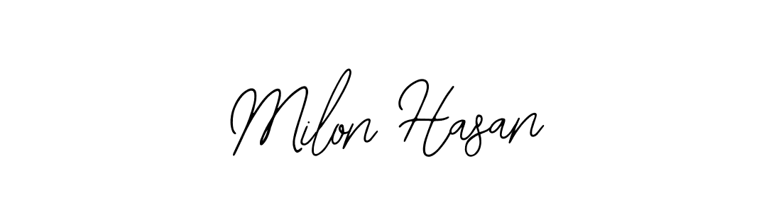 How to make Milon Hasan name signature. Use Bearetta-2O07w style for creating short signs online. This is the latest handwritten sign. Milon Hasan signature style 12 images and pictures png
