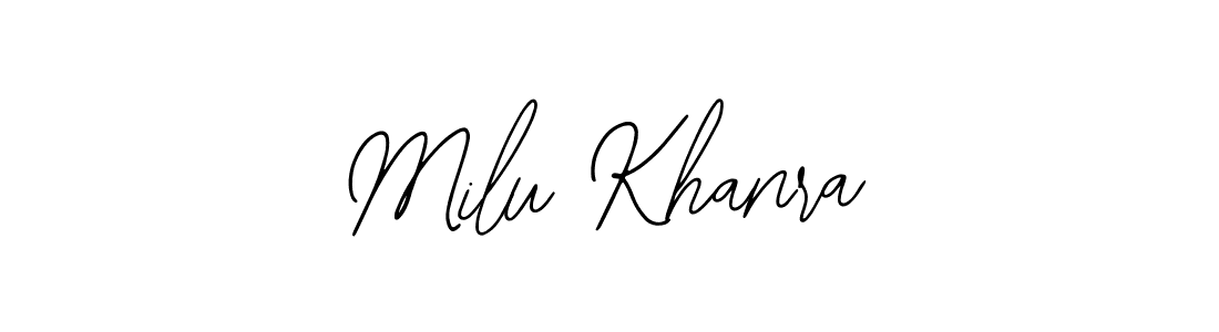 The best way (Bearetta-2O07w) to make a short signature is to pick only two or three words in your name. The name Milu Khanra include a total of six letters. For converting this name. Milu Khanra signature style 12 images and pictures png