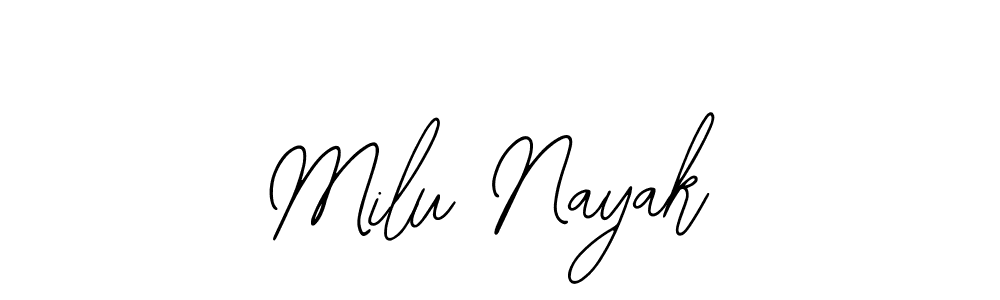 You should practise on your own different ways (Bearetta-2O07w) to write your name (Milu Nayak) in signature. don't let someone else do it for you. Milu Nayak signature style 12 images and pictures png