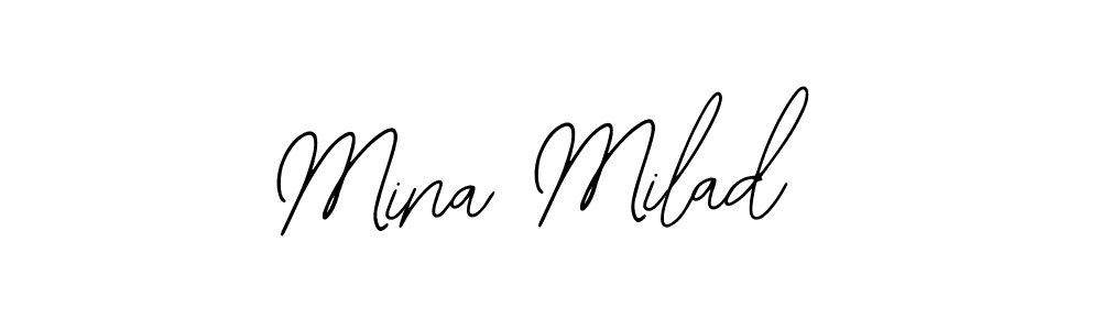 How to make Mina Milad name signature. Use Bearetta-2O07w style for creating short signs online. This is the latest handwritten sign. Mina Milad signature style 12 images and pictures png