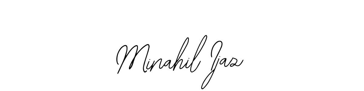 Use a signature maker to create a handwritten signature online. With this signature software, you can design (Bearetta-2O07w) your own signature for name Minahil Ijaz. Minahil Ijaz signature style 12 images and pictures png