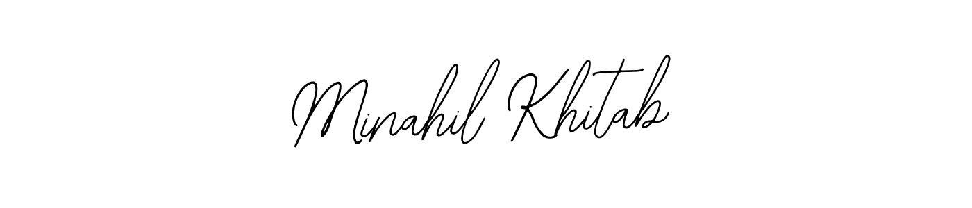 if you are searching for the best signature style for your name Minahil Khitab. so please give up your signature search. here we have designed multiple signature styles  using Bearetta-2O07w. Minahil Khitab signature style 12 images and pictures png