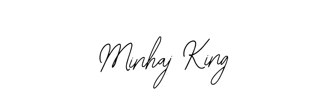 You should practise on your own different ways (Bearetta-2O07w) to write your name (Minhaj King) in signature. don't let someone else do it for you. Minhaj King signature style 12 images and pictures png
