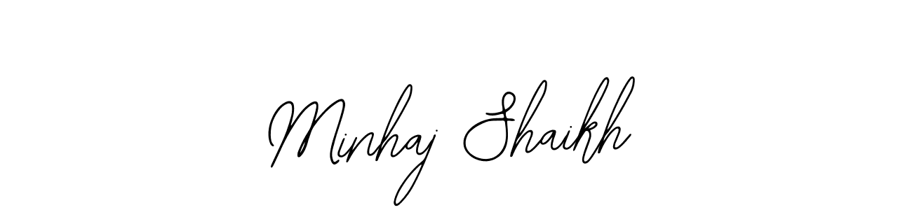 How to make Minhaj Shaikh name signature. Use Bearetta-2O07w style for creating short signs online. This is the latest handwritten sign. Minhaj Shaikh signature style 12 images and pictures png