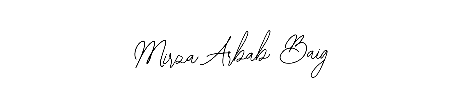 Bearetta-2O07w is a professional signature style that is perfect for those who want to add a touch of class to their signature. It is also a great choice for those who want to make their signature more unique. Get Mirza Arbab Baig name to fancy signature for free. Mirza Arbab Baig signature style 12 images and pictures png