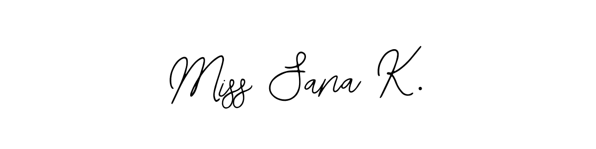 The best way (Bearetta-2O07w) to make a short signature is to pick only two or three words in your name. The name Miss Sana K. include a total of six letters. For converting this name. Miss Sana K. signature style 12 images and pictures png
