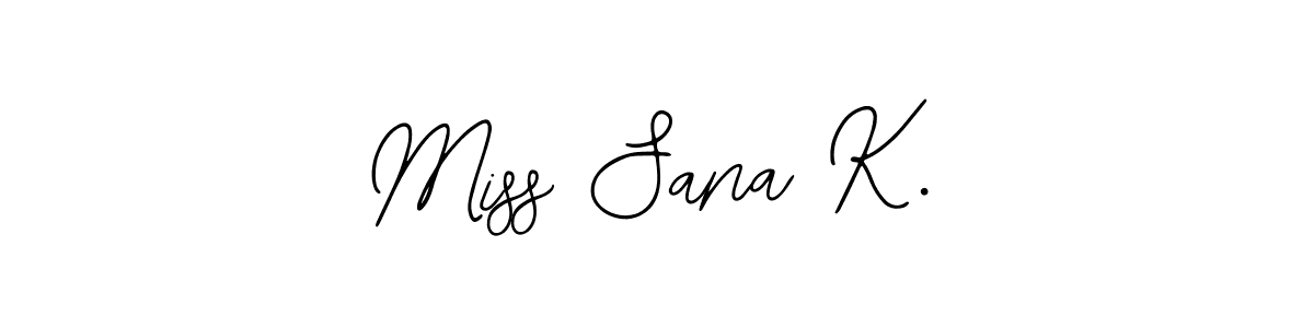 The best way (Bearetta-2O07w) to make a short signature is to pick only two or three words in your name. The name Miss Sana K. include a total of six letters. For converting this name. Miss Sana K. signature style 12 images and pictures png