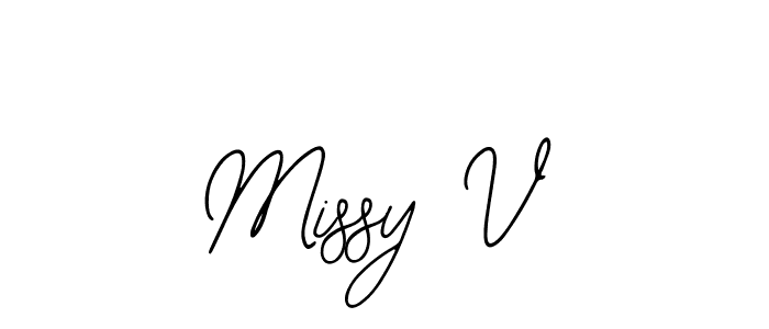 How to make Missy V name signature. Use Bearetta-2O07w style for creating short signs online. This is the latest handwritten sign. Missy V signature style 12 images and pictures png