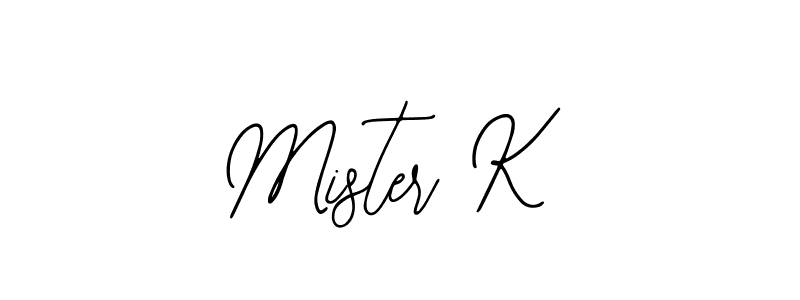 How to make Mister K name signature. Use Bearetta-2O07w style for creating short signs online. This is the latest handwritten sign. Mister K signature style 12 images and pictures png