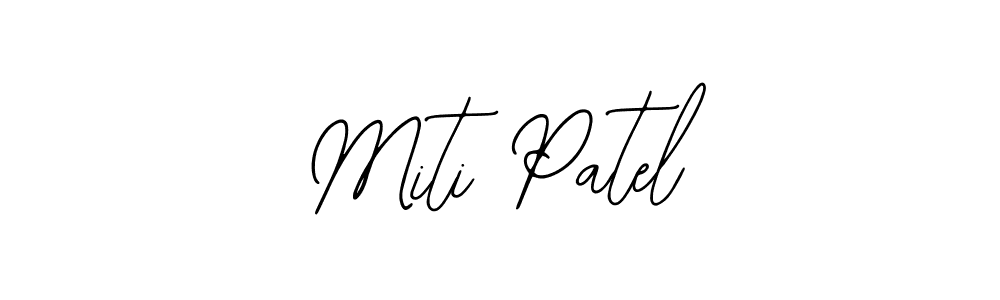 Use a signature maker to create a handwritten signature online. With this signature software, you can design (Bearetta-2O07w) your own signature for name Miti Patel. Miti Patel signature style 12 images and pictures png