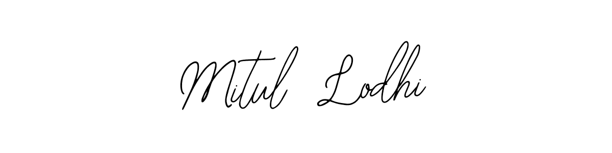 The best way (Bearetta-2O07w) to make a short signature is to pick only two or three words in your name. The name Mitul  Lodhi include a total of six letters. For converting this name. Mitul  Lodhi signature style 12 images and pictures png