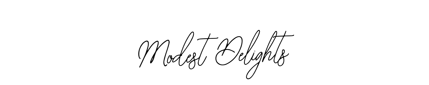 How to make Modest Delights name signature. Use Bearetta-2O07w style for creating short signs online. This is the latest handwritten sign. Modest Delights signature style 12 images and pictures png