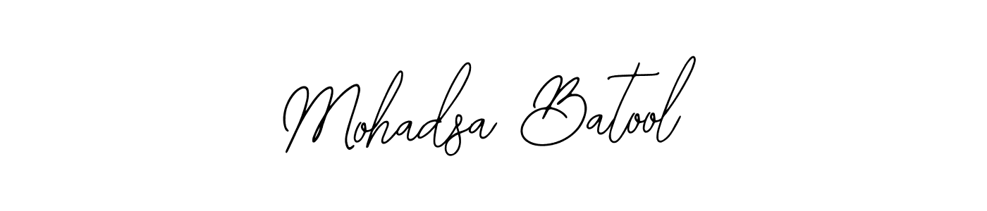 Bearetta-2O07w is a professional signature style that is perfect for those who want to add a touch of class to their signature. It is also a great choice for those who want to make their signature more unique. Get Mohadsa Batool name to fancy signature for free. Mohadsa Batool signature style 12 images and pictures png