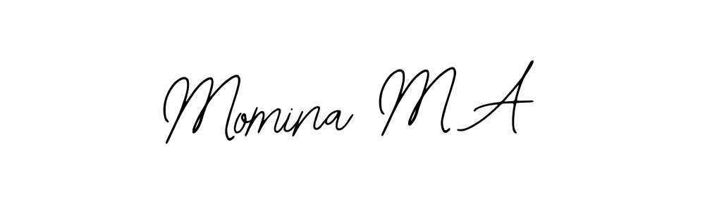 You should practise on your own different ways (Bearetta-2O07w) to write your name (Momina M A) in signature. don't let someone else do it for you. Momina M A signature style 12 images and pictures png