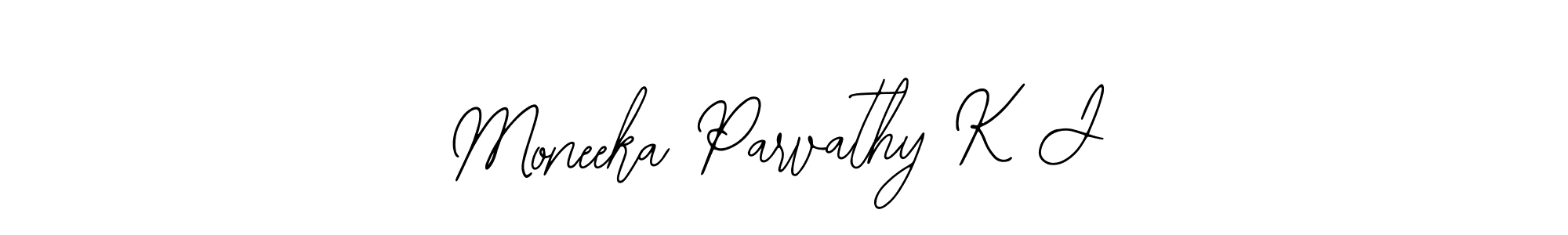 The best way (Bearetta-2O07w) to make a short signature is to pick only two or three words in your name. The name Moneeka Parvathy K J include a total of six letters. For converting this name. Moneeka Parvathy K J signature style 12 images and pictures png