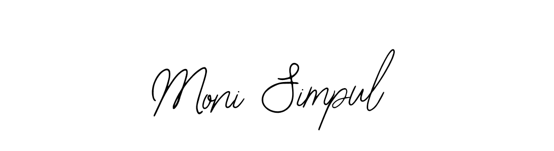 The best way (Bearetta-2O07w) to make a short signature is to pick only two or three words in your name. The name Moni Simpul include a total of six letters. For converting this name. Moni Simpul signature style 12 images and pictures png