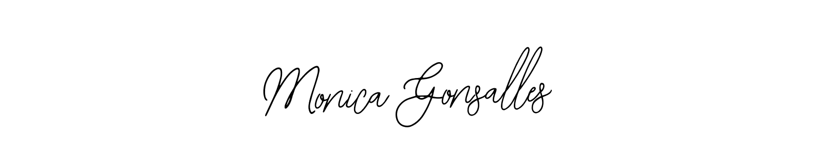 You should practise on your own different ways (Bearetta-2O07w) to write your name (Monica Gonsalles) in signature. don't let someone else do it for you. Monica Gonsalles signature style 12 images and pictures png
