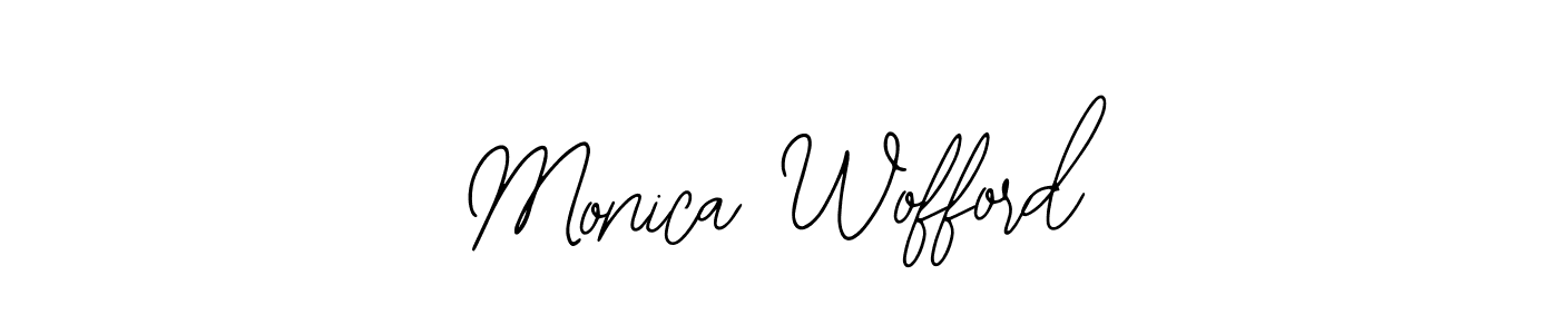 How to make Monica Wofford name signature. Use Bearetta-2O07w style for creating short signs online. This is the latest handwritten sign. Monica Wofford signature style 12 images and pictures png